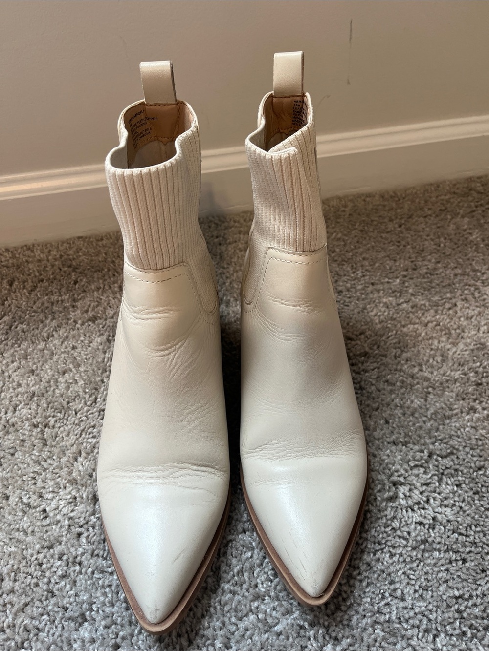 Steven Madden Cream Pointy Toe Ankle Boots